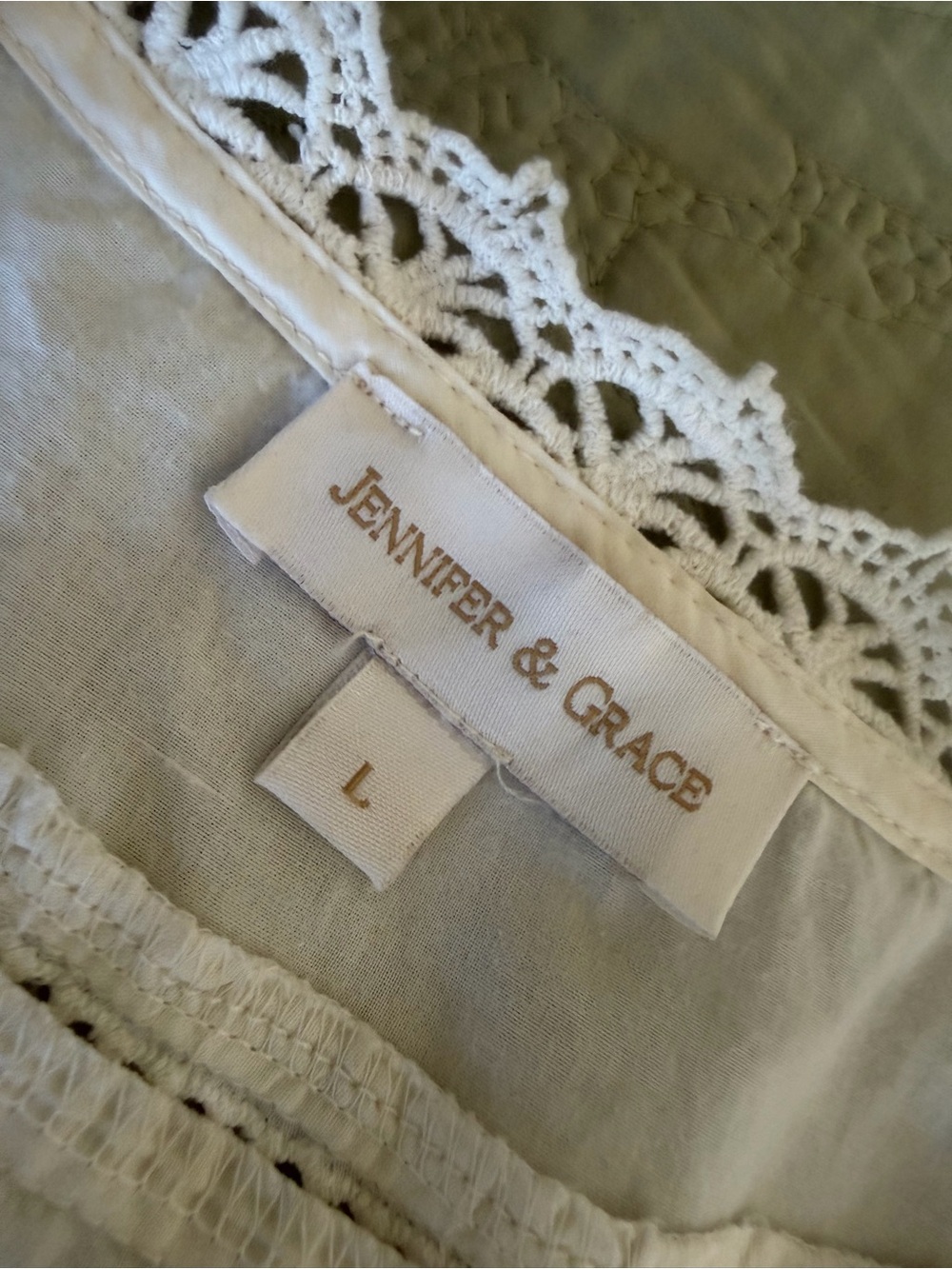 *SOLD* Jennifer & Grace Embroidered Cotton Peasant Blouse Boho Cottagecore L - Picture 10 of 14
